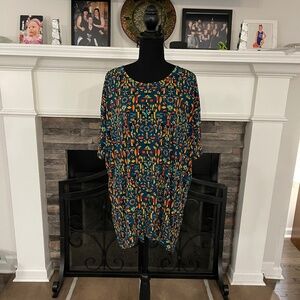 NWOT'S LuLaRoe Women's Blouse - Blue with Orange and Yellow Pattern